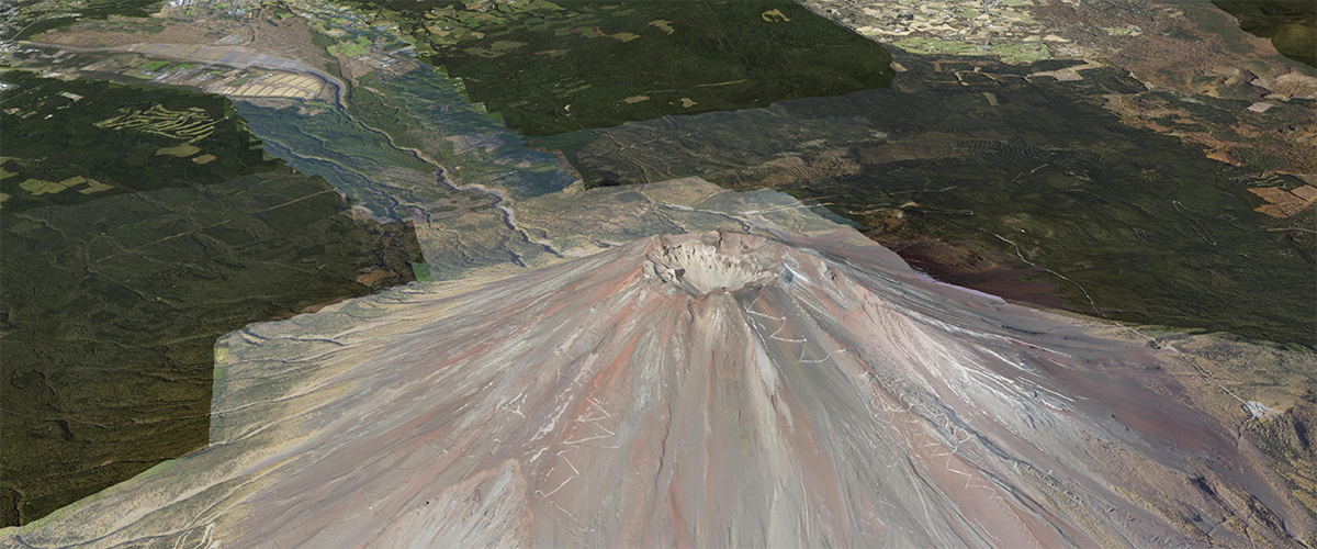 Animate the camera around Mt.Fuji