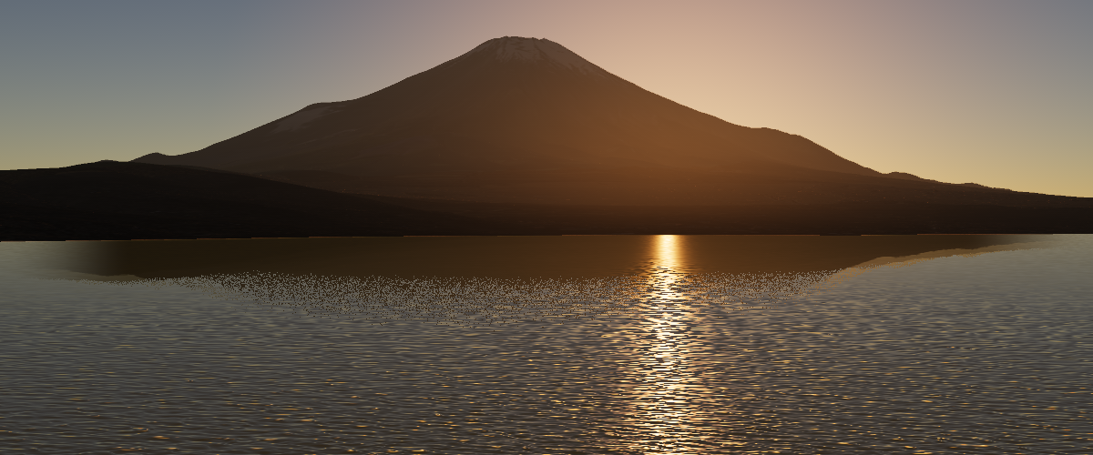 A lake reflecting the terrain around it