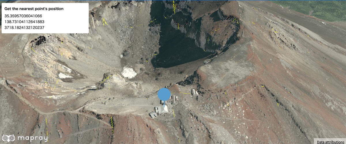 Get a nearest point position in the point cloud