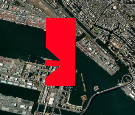 LineEntity の Clamp で境界部分の地表を表示した図